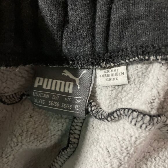 Puma Pants Gray Fleece Sweatpants Joggers Drawstring Pockets Athletic Mens XL - Picture 5 of 8